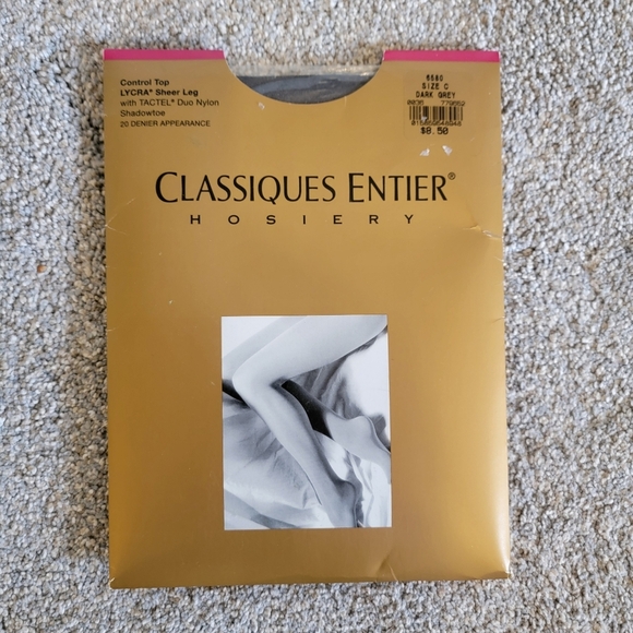 NWT Vintage Classiques Entier Hosiery Lycra Control Top Sheer Dark Gray Size C - Picture 1 of 5